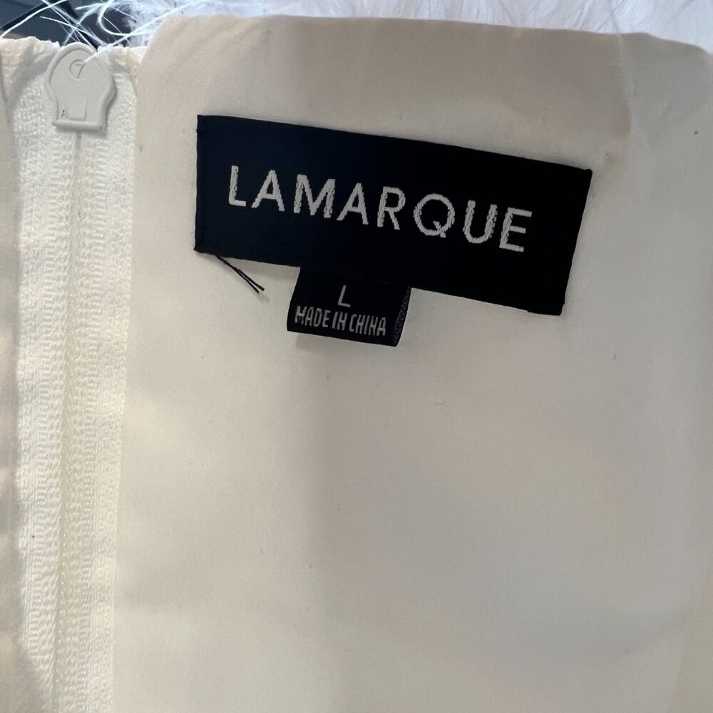 LAMARQUE Feather Bustier‎ Zaina White Cropped Strapless Top Size Large - Picture 4 of 9